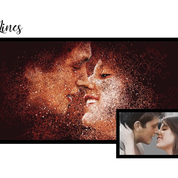 Quadro Decorativo Personalizado Sua Foto Lines Vinil - Preta