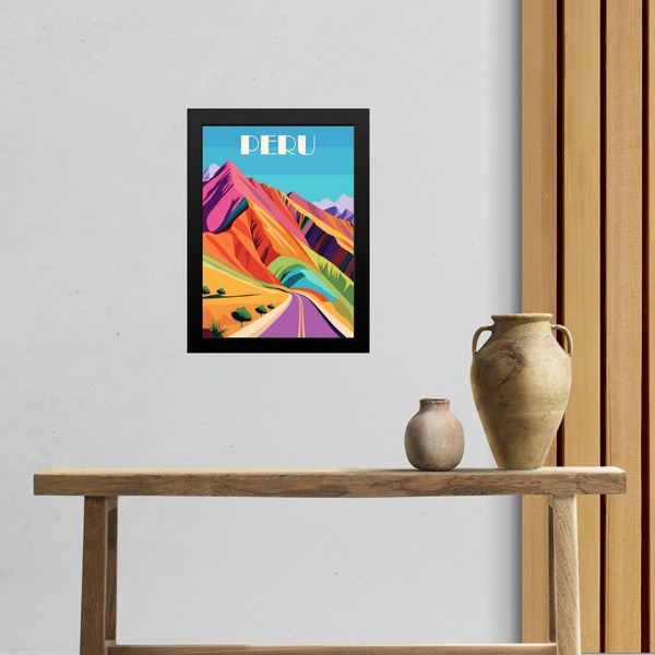 Quadro Decorativo Peru Travel Poster 33x24cm - Com Vidro Mold