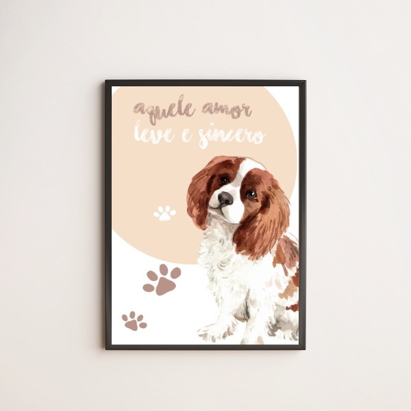 Quadro Decorativo Pet Amor Leve E Sincero 24x18cm - Com Vidro