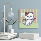 Quadro Decorativo Pet Infantil - Gatinho Coração - 20x20cm