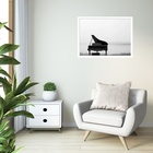 Quadro Decorativo Piano Beira Água  - 50x70cm Moldura Branca