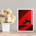 Quadro Decorativo Piano - Vermelho E Preto 45x34cm Moldura Pr