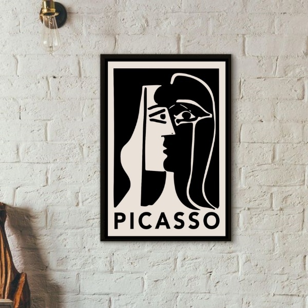 Quadro Decorativo Picasso - Preto No Branco 24x18cm Moldura:m