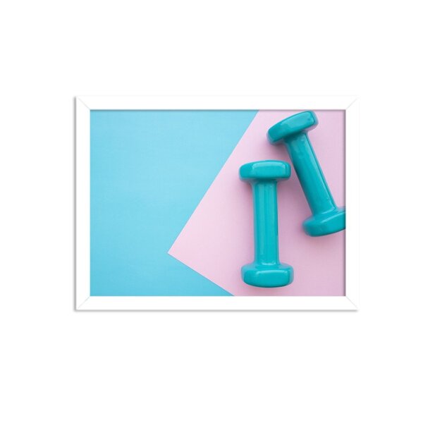 Quadro Decorativo Pilates Halteres Verdes