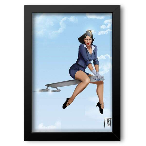 Quadro Decorativo Pin Up No Avião  20x30cm