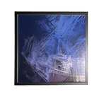 Quadro Decorativo com Vidro e Moldura de Madeira Pinceladas I Premium Azul 60x60cm