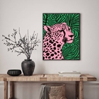 Quadro Decorativo Pink Leopard 33x24cm Moldura:madeira Branca