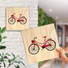 Quadro Decorativo Pinus Bicicleta Paris Quarto Sala Vermelho