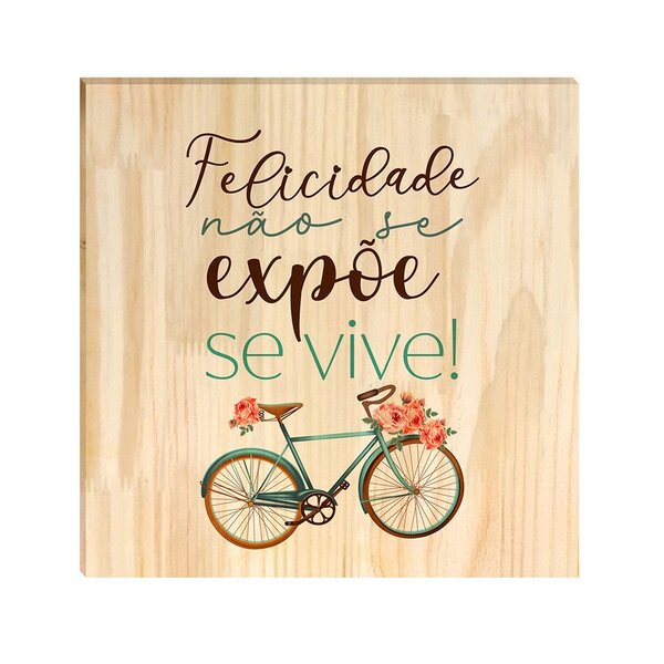 Quadro Decorativo Pinus Frases Felicidade Floral Sala Quarto