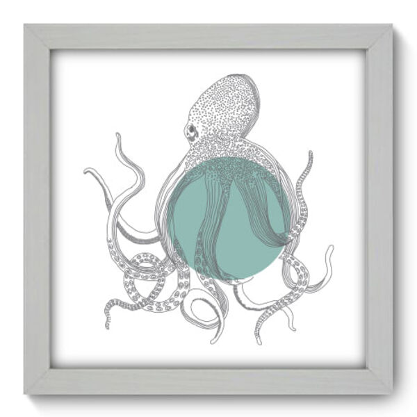 Quadro Decorativo - Polvo - 22cm X 22cm - 033qdsb