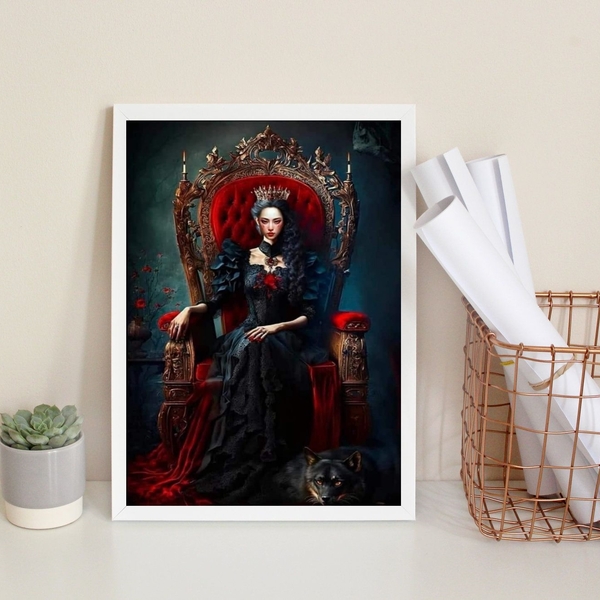 Quadro Decorativo Pomba Gira Rainha 45x34cm - Com Vidro Moldu