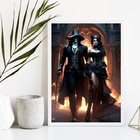 Quadro Decorativo Pombagira E Exu Caveira 24x18cm - Com Vidro