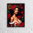 Quadro Decorativo Pombagira Rosa Vermelha 24x18cm - Com Vidro