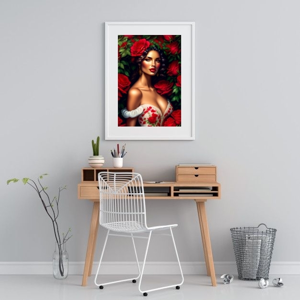 Quadro Decorativo Pombagira Rosa Vermelha-60x48cm Moldura:mad