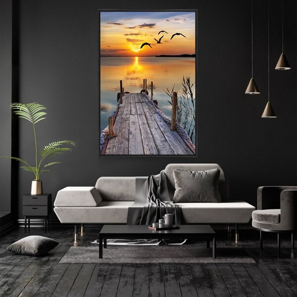 Quadro Decorativo Ponte Por Do Sol Com Moldura E Sem Vidro 10