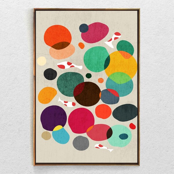 Quadro Decorativo Pontos Coloridos Com Moldura E Sem Vidro 10