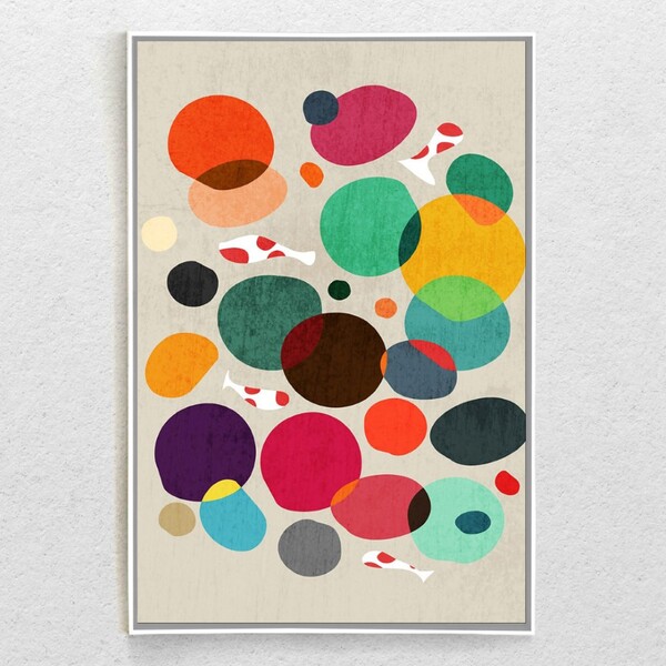 Quadro Decorativo Pontos Coloridos Com Moldura E Sem Vidro 10