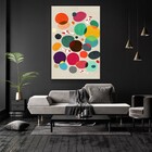 Quadro Decorativo Pontos Coloridos Tela Vertical Sem Moldura