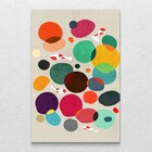 Quadro Decorativo Pontos Coloridos Tela Vertical Sem Moldura