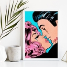 Quadro Decorativo Pop Arte Casal 45x34cm - Com Vidro Moldura: