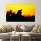 Quadro Decorativo Por Do Sol Com Leao