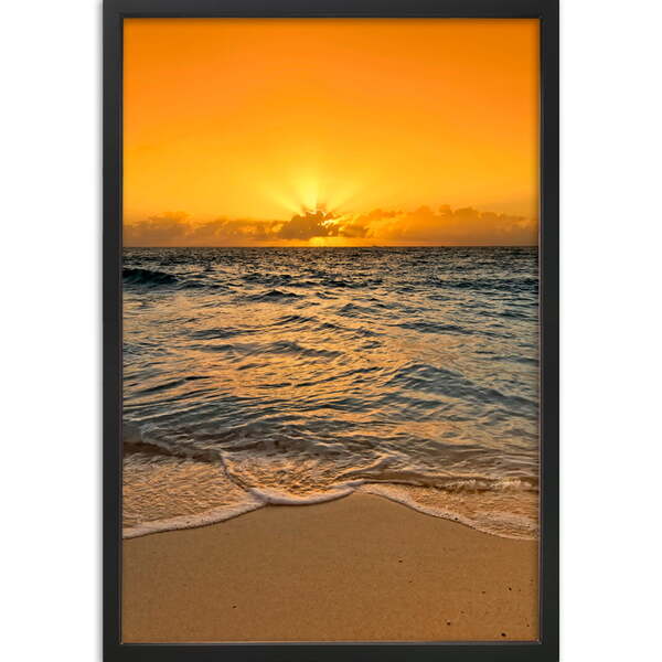 Quadro Decorativo Pôr Do Sol Moldura Sem Vidro Preto