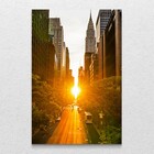 Quadro Decorativo Por Do Sol Na Cidade Vertical Sem Moldura E