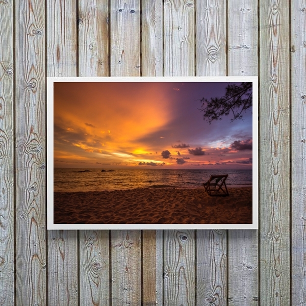 Quadro Decorativo Por Do Sol Na Praia- Horizontal 33x24cm Mol