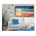 Quadro Decorativo Por Do Sol Praia Ondas 55x100cm