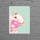 Quadro Decorativo Porquinho Bubble Gum 33x24cm - Com Vidro Mo