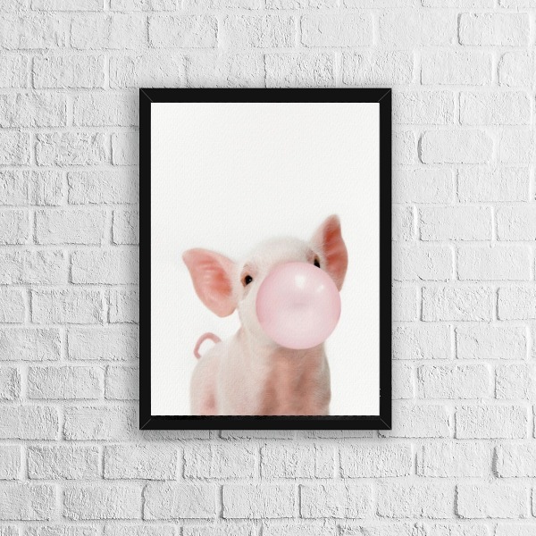 Quadro Decorativo Porquinho Chicletes 45x34cm A3 (45 X 34)