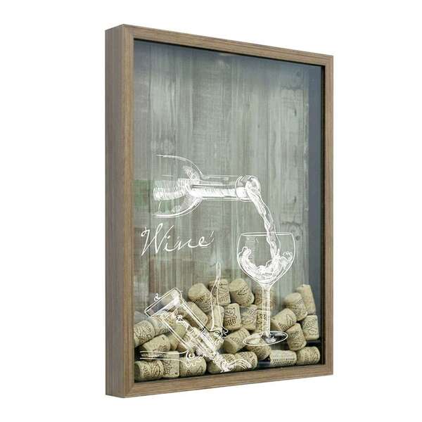 Quadro Decorativo Porta Rolhas Wine&taça Natural