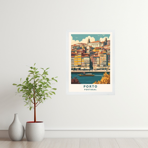 Quadro Decorativo Porto - Portugal 24x18cm - Com Vidro Moldur