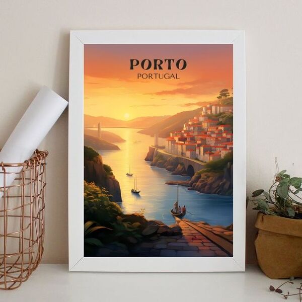 Quadro Decorativo Porto - Portugal 45x34cm Moldura:madeira Br