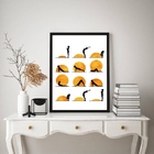 Quadro Decorativo Posições De yoga 45x34cm - Com Vidro Moldur