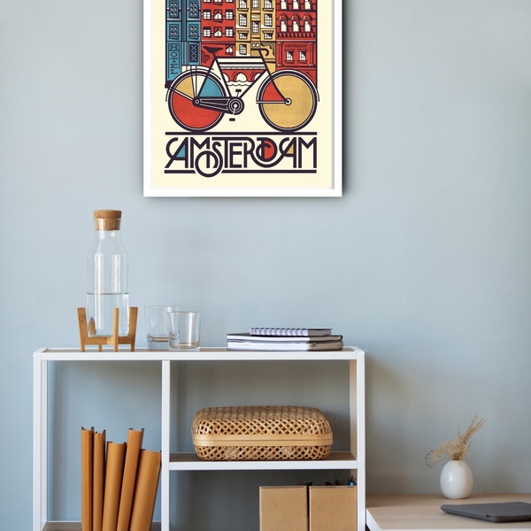 Quadro Decorativo Poster Amsterdam  - 70x50cm Moldura Preta