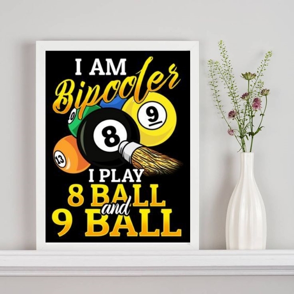 Quadro Decorativo Poster Bilhar Sinuca 45x34cm - Com Vidro Mo