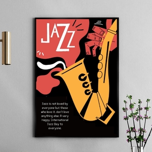 Quadro Decorativo Poster Cartaz Jazz 45x34cm Moldura:madeira