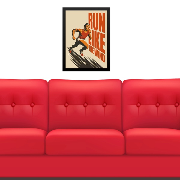 Quadro Decorativo Poster Homem Correndo Vintage 45x34cm Moldu