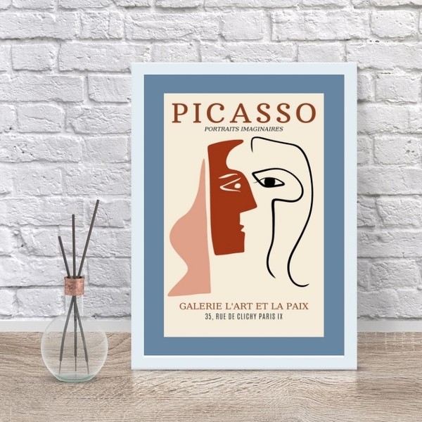 Quadro Decorativo Poster Obra Picasso 33x24cm Moldura:madeira