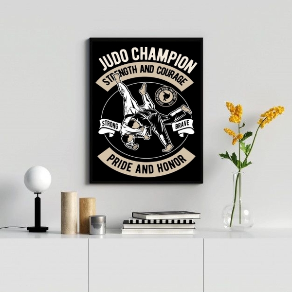 Quadro Decorativo Poster judô 24x18cm - Com Vidro Moldura:mad