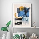 Quadro Decorativo Praia - Colagem 45x34cm - Com Vidro Moldura