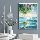 Quadro Decorativo Praia - Folha 33x24cm - Com Vidro Moldura B