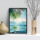 Quadro Decorativo Praia - Folha 33x24cm Moldura Preta