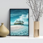 Quadro Decorativo Praia - Ilha 33x24cm - Com Vidro Moldura Br