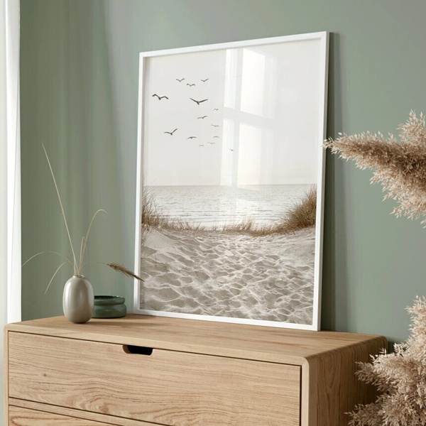 Quadro Decorativo Praia - Pé Na Areia 45x34cm Moldura Preta