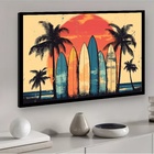Quadro Decorativo Pranchas Pôr Do Sol  - 50x70cm Moldura Bran