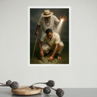 Quadro Decorativo Preto Velho E Médium 33x24cm Moldura Preta