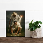 Quadro Decorativo Preto Velho E Médium 45x34cm - Com Vidro Mo