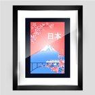 Quadro Decorativo Primavera Monte Fuji, Moldura Com Vidro Fin